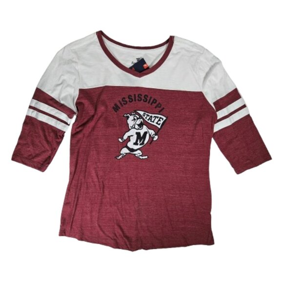 Mississippi State Bulldogs Raglan T-shirt by Fanatics Women's Size XL Burgundy - Picture 1 of 6